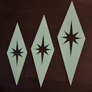 Mint Green Geometric Starburst Wall Panels - Set of 3